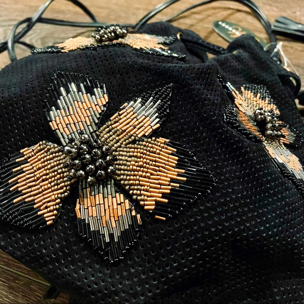 NWT beaded bucket bag